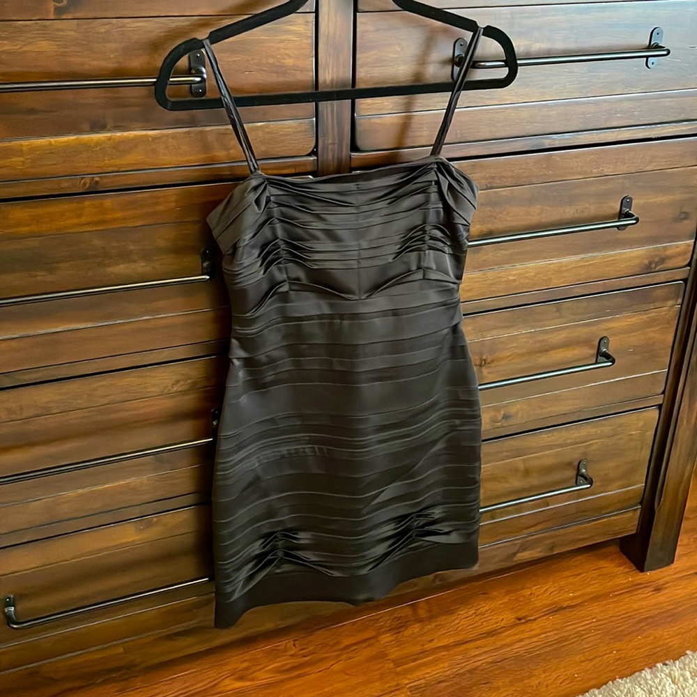 BCBGMaxAzria Satin Strapless Tiered Mini Cocktail Dress